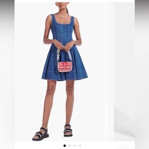 Staud Denim Wells Denim Skater Dress sz10